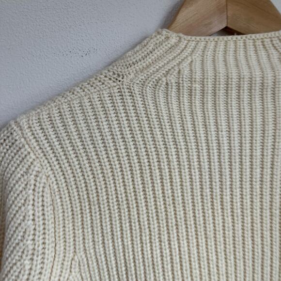 Athleta Asymmetrical Zip Sweater Merion Wool Cream Cozy Warm Size Small - Picture 9 of 10